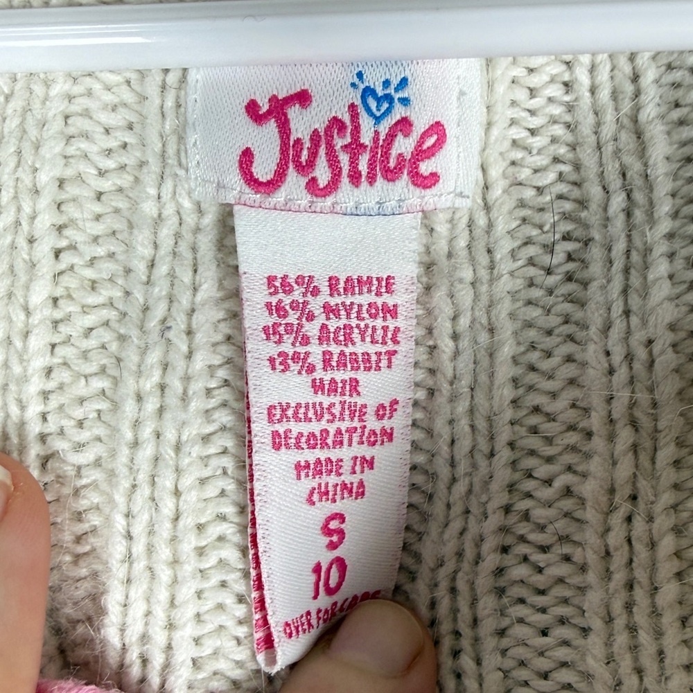 Justice Y2K Hooded Toggle Button Ribbed Knit Rabbit Fur Blend Cardigan - Picture 4 of 10